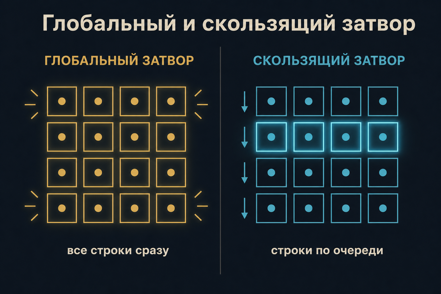Скользящий и глобальный затвор
