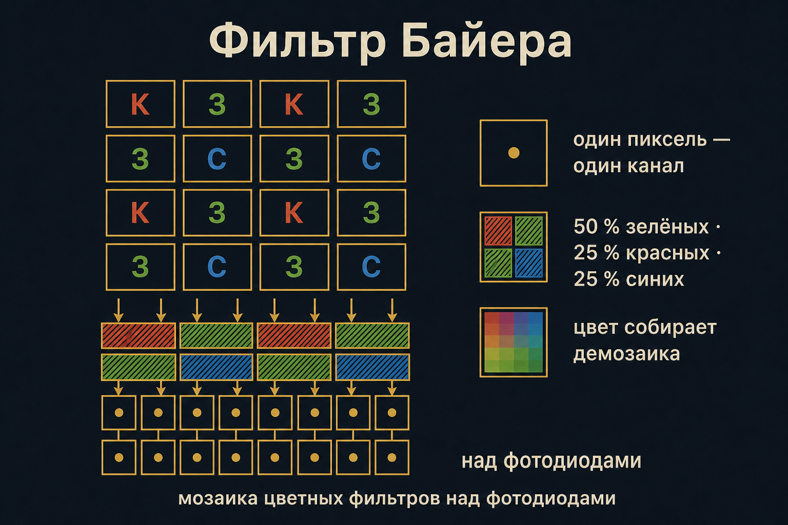 Фильтр Байера: красный, зелёный, синий